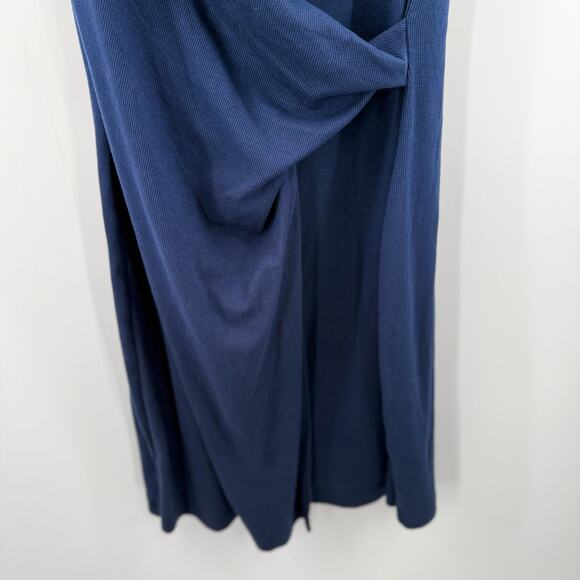 MICHAEL STARS Abby Dress Size Large NEW Faux Wrap NWOT Navy Ultra Rib Classic - Picture 7 of 11